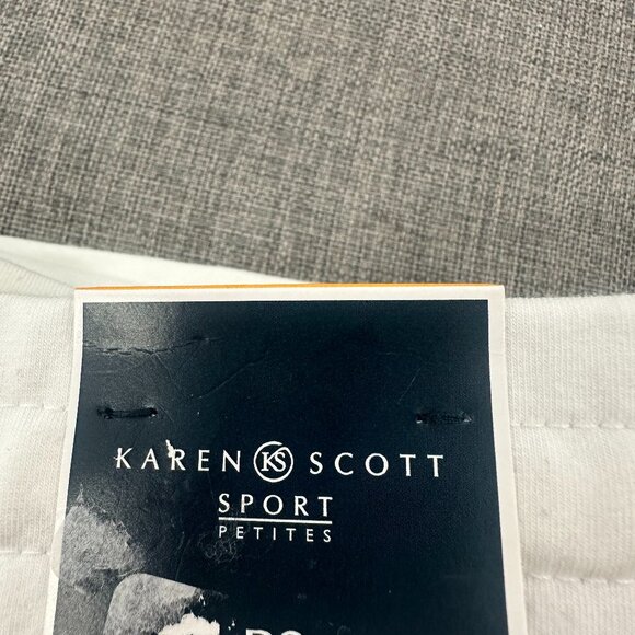 NEW! Karen Scott Sport Shorts Petites PS Bright White Drawstring Pockets Cotton - Picture 10 of 11